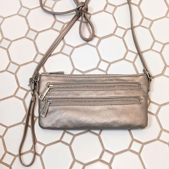 Mini Bag Crossbody Wristlet  Silver Safe Keeper - Picture 1 of 10